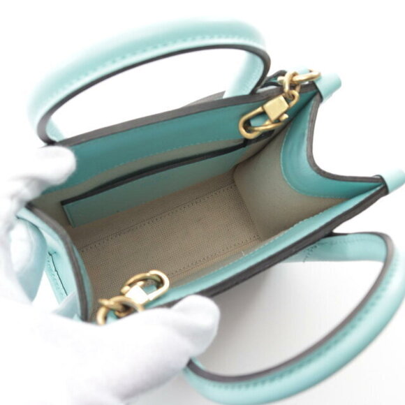 Gucci Interlocking GG Tote Bag Leather Beige Blue Multicolor - Picture 3 of 7